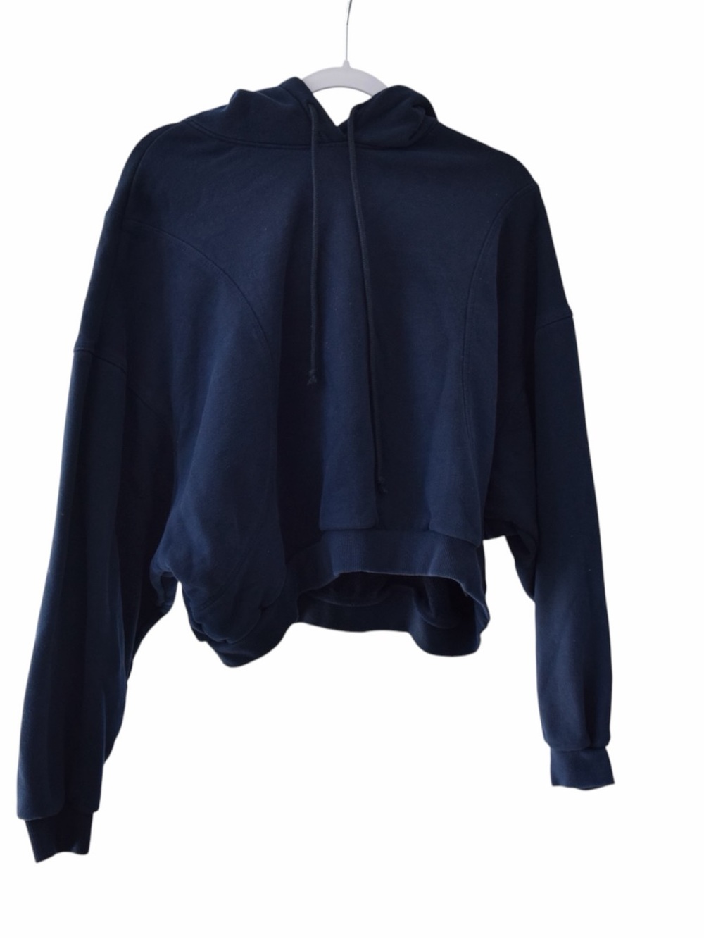 Lazy Sunday XL Navy Cropped Fleece Hoodie Cotton Cozy